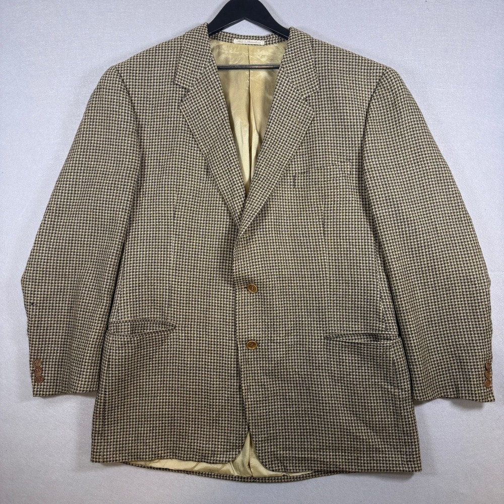 Ermenegildo Zegna Soft Blazer Mens L Brown Houndstooth Wool Neiman Marcus Italy